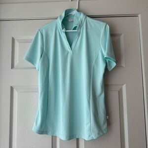 Lady Hagen Blue Fitted Polo Short Sleeve Top